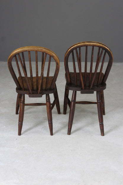 Pair Elm Hoop & Stick Back Kitchen Chairs - Kernow Furniture