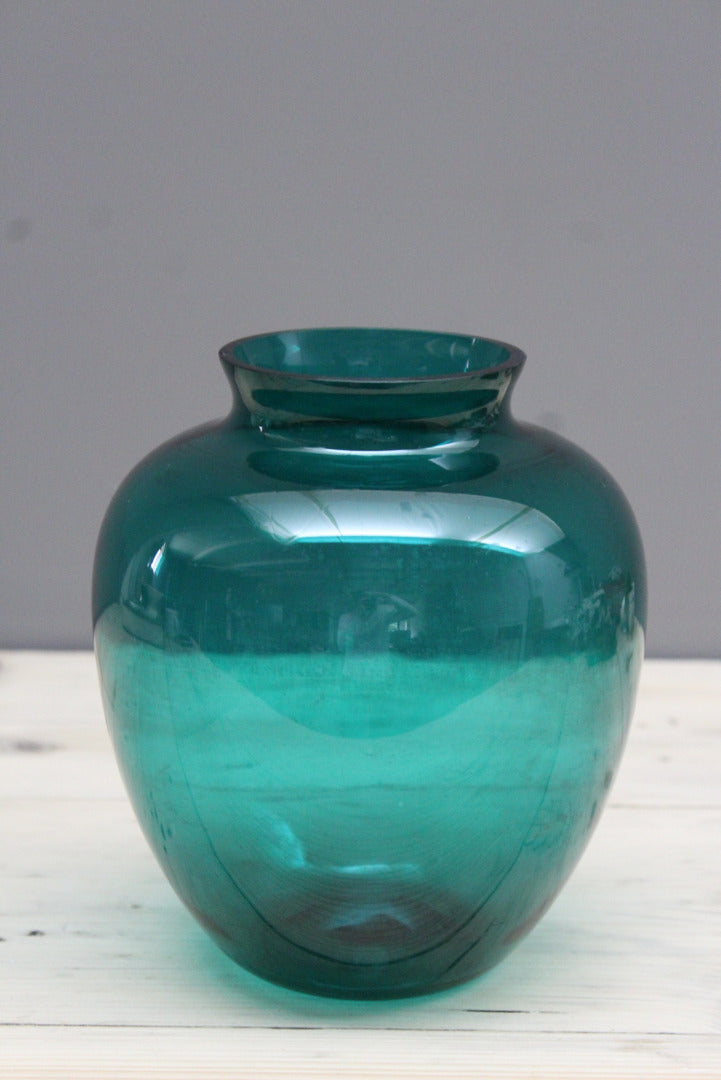 Retro Green Glass Vase - Kernow Furniture