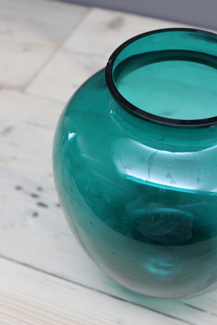 Retro Green Glass Vase - Kernow Furniture