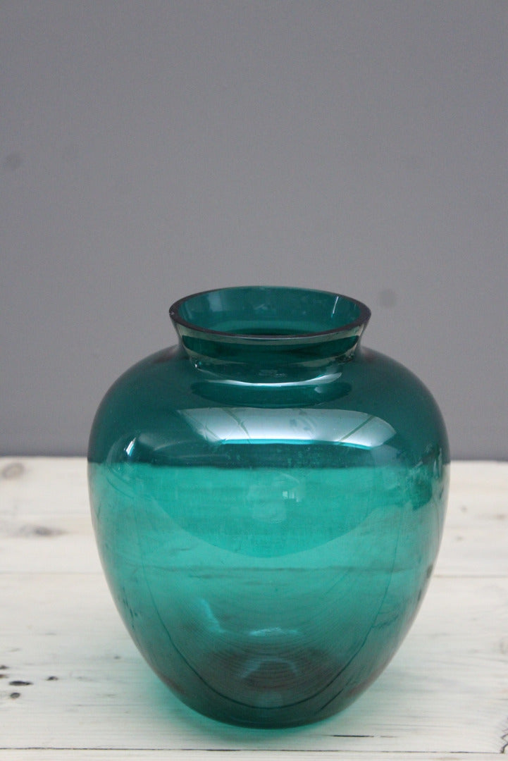 Retro Green Glass Vase - Kernow Furniture