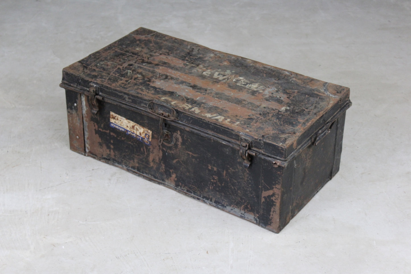 Black Metal Trunk - Kernow Furniture