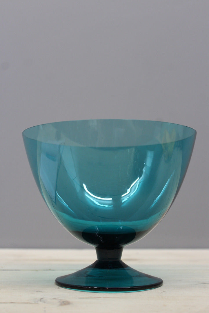 Pair Vintage Blue Glass Bowls - Kernow Furniture