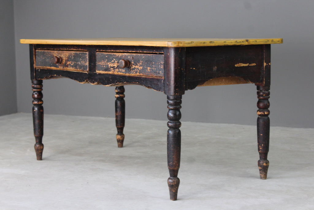 Antique Rustic Pine Kitchen Table - Kernow Furniture
