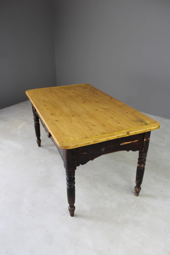 Antique Rustic Pine Kitchen Table - Kernow Furniture