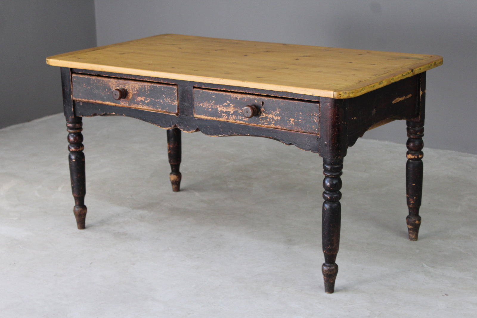 Antique Rustic Pine Kitchen Table - Kernow Furniture