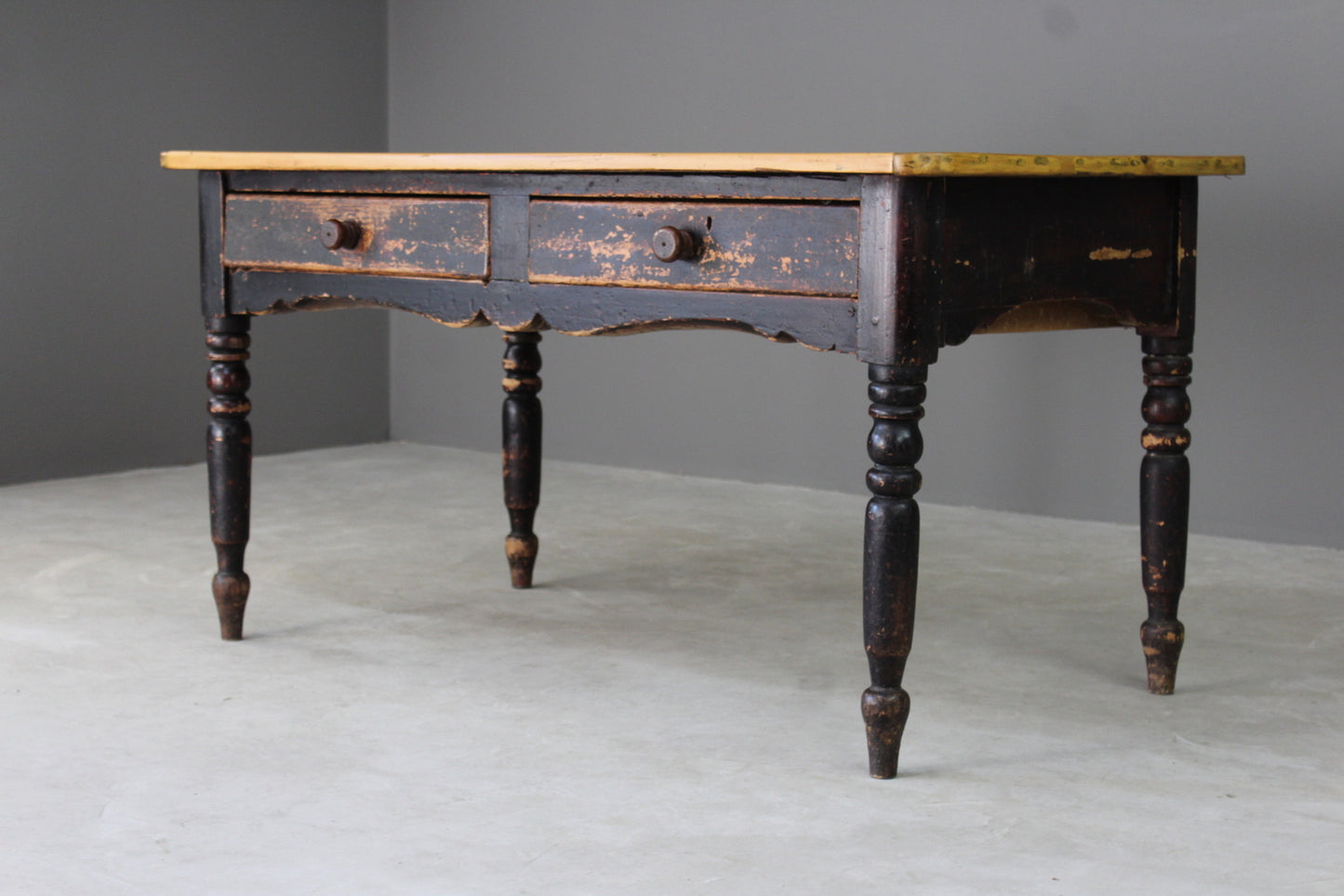 Antique Rustic Pine Kitchen Table - Kernow Furniture