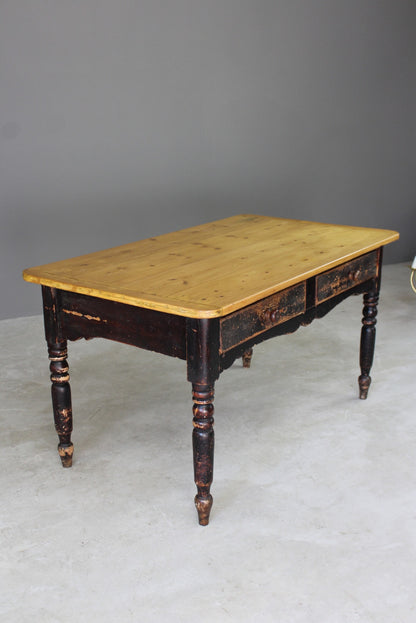 Antique Rustic Pine Kitchen Table - Kernow Furniture