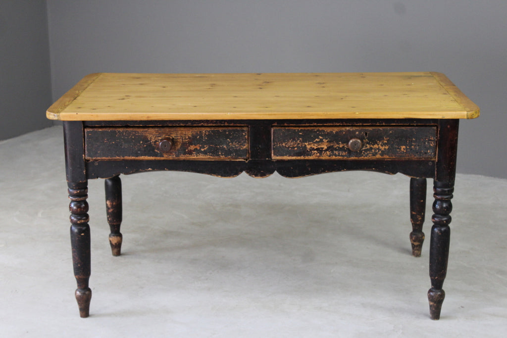 Antique Rustic Pine Kitchen Table - Kernow Furniture