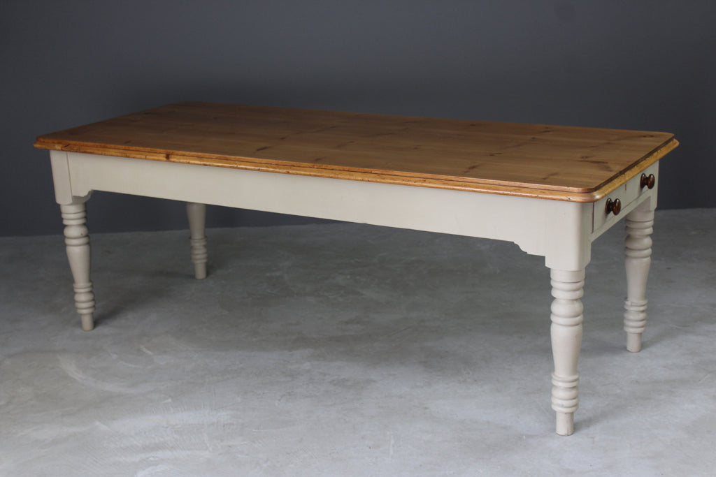 Large Antique Pine Kitchen Table - Kernow Furniture