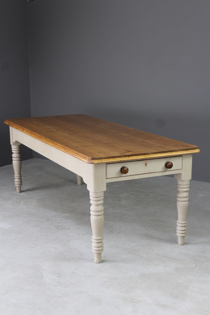 Large Antique Pine Kitchen Table - Kernow Furniture