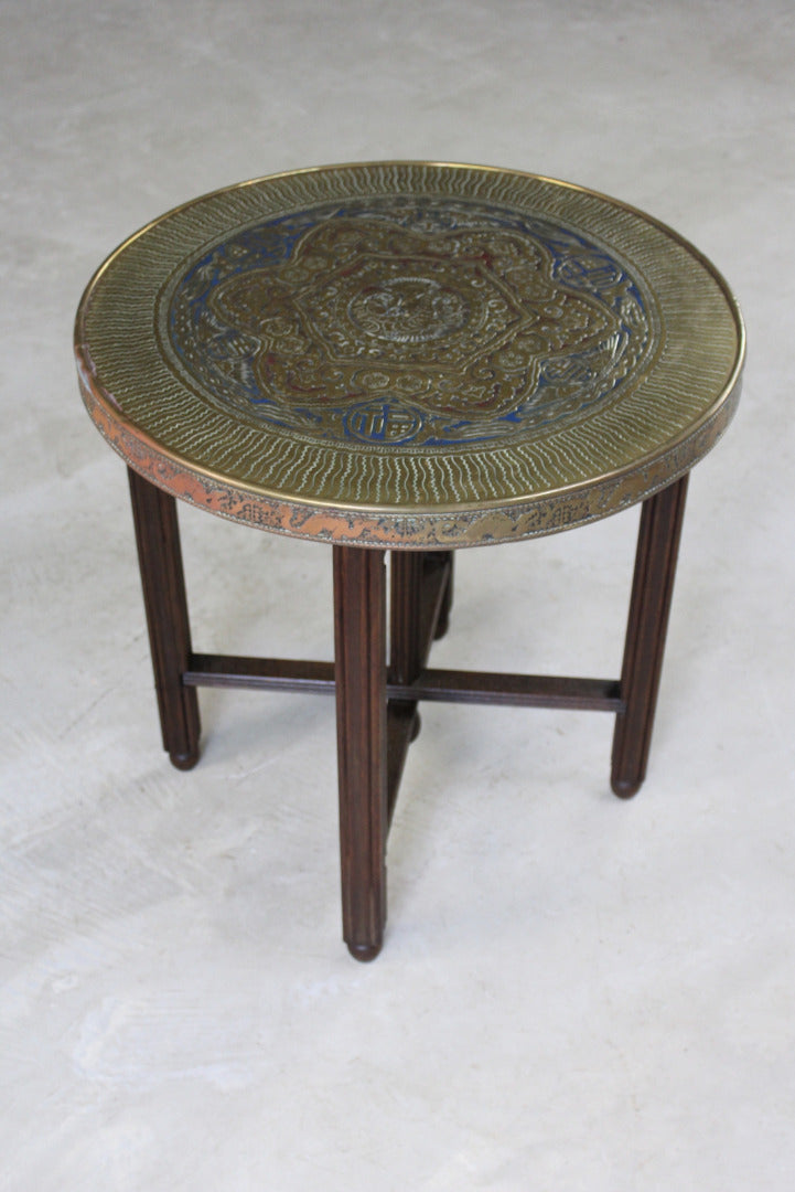 Eastern Round Brass Coffee Table - Kernow Furniture