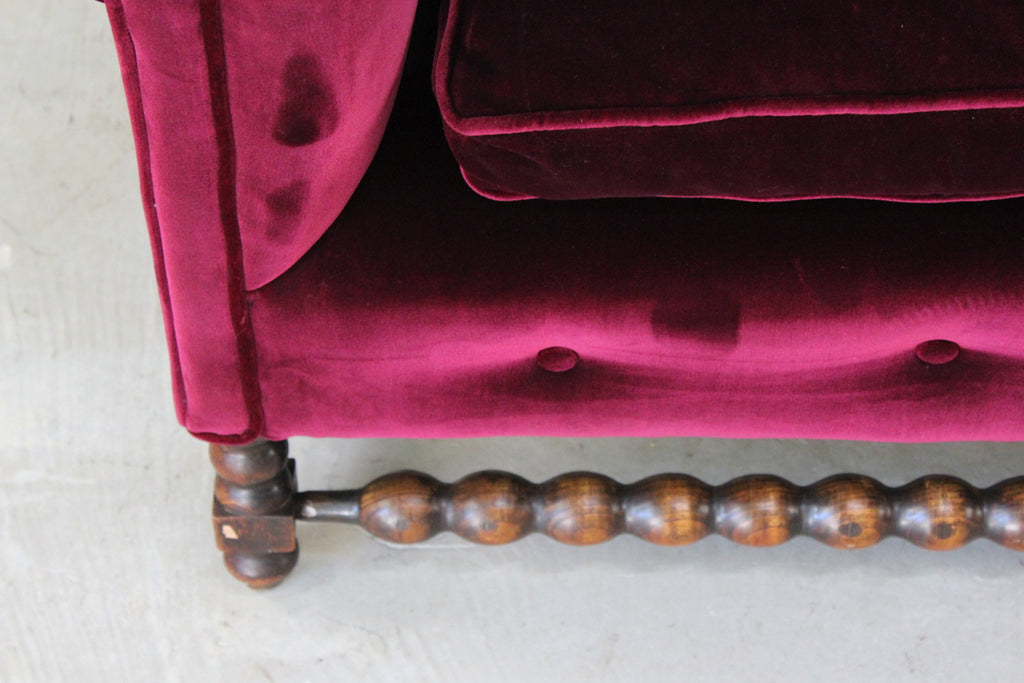 Wing Back Purple Velvet Sofa - Kernow Furniture