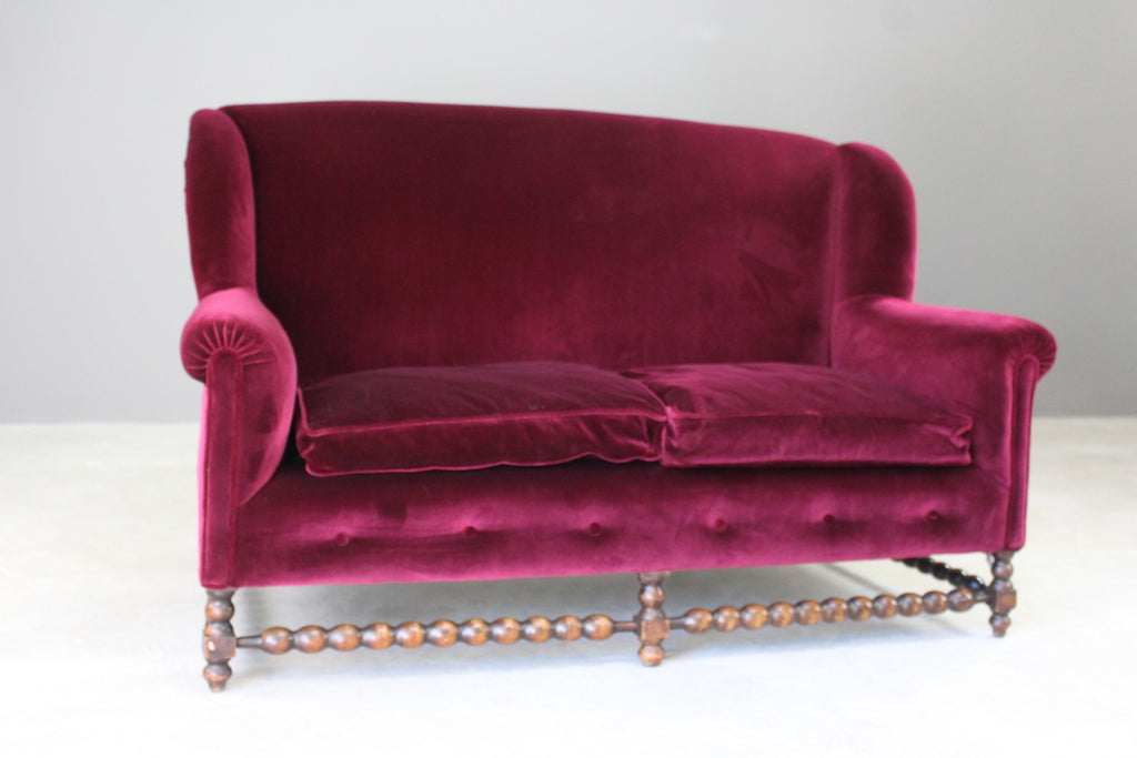 Wing Back Purple Velvet Sofa - Kernow Furniture