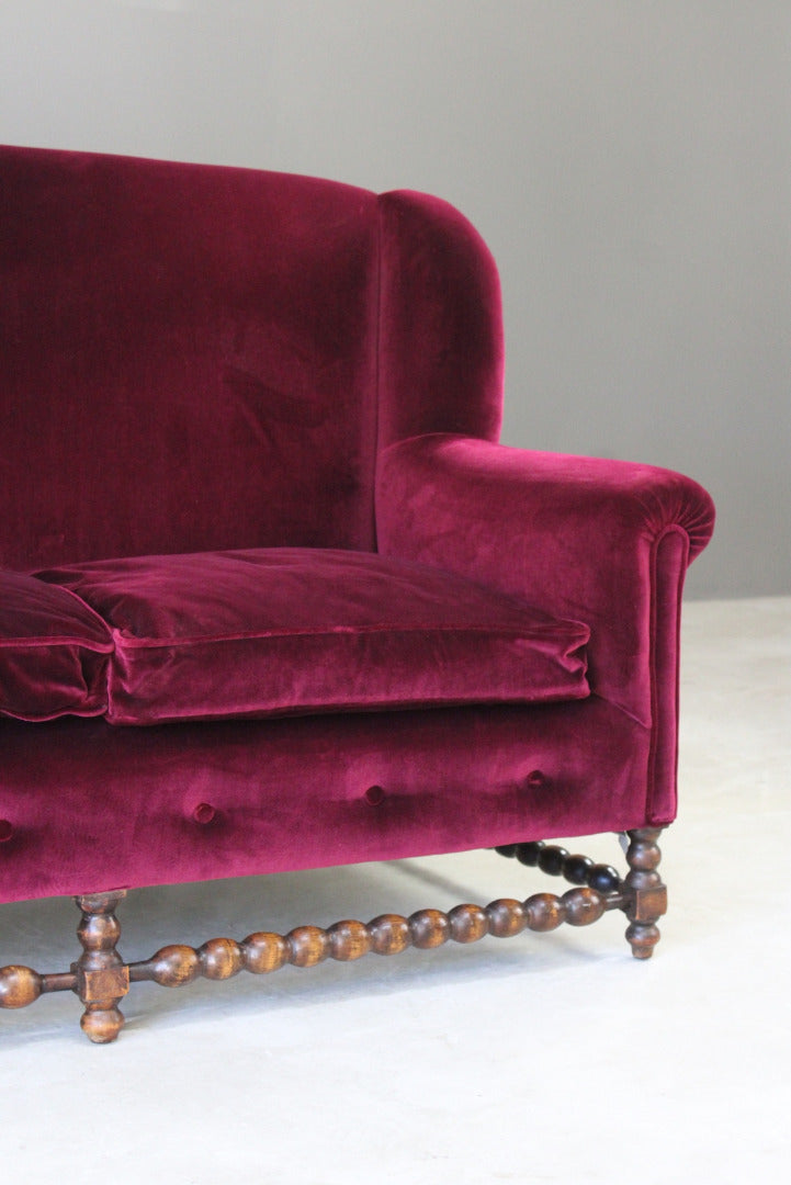 Wing Back Purple Velvet Sofa - Kernow Furniture