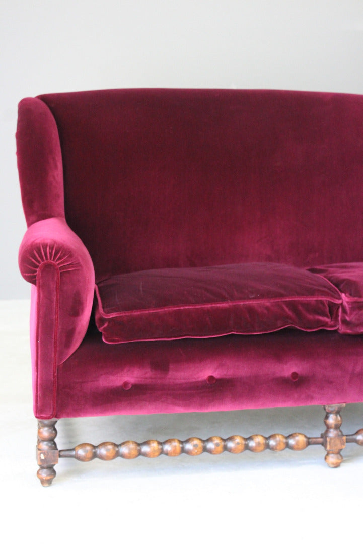 Wing Back Purple Velvet Sofa - Kernow Furniture