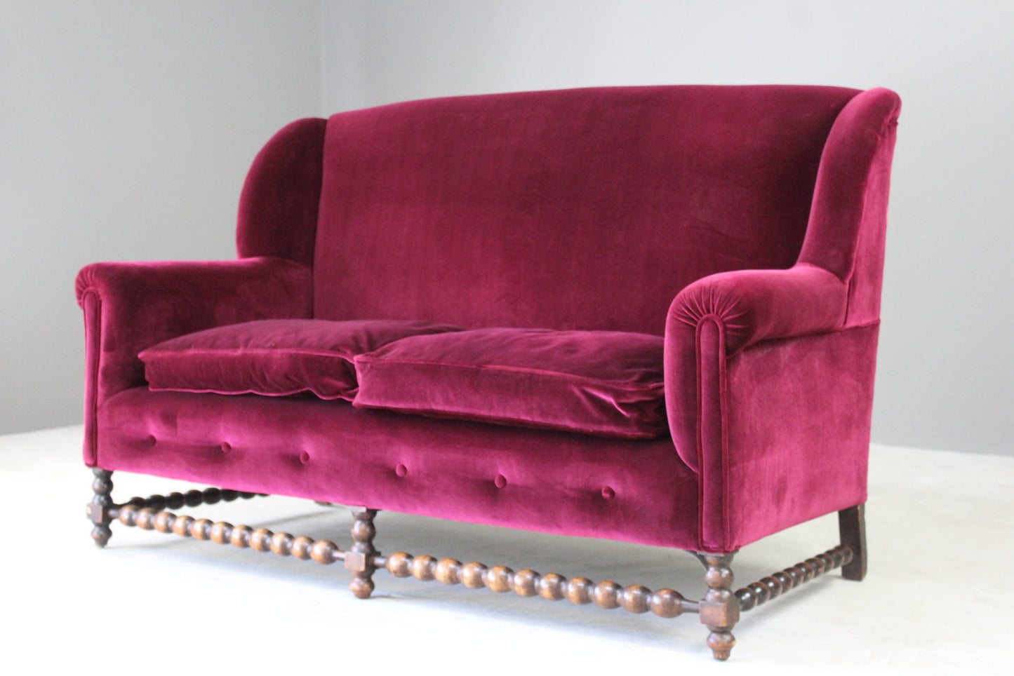 Wing Back Purple Velvet Sofa - Kernow Furniture