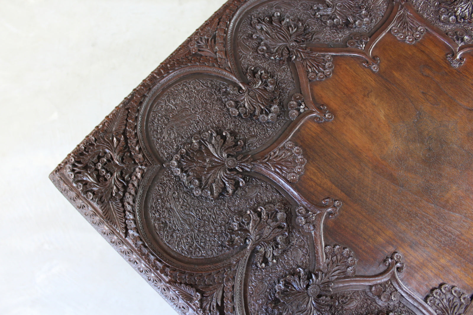 Carved Teak Indian Side Table - Kernow Furniture