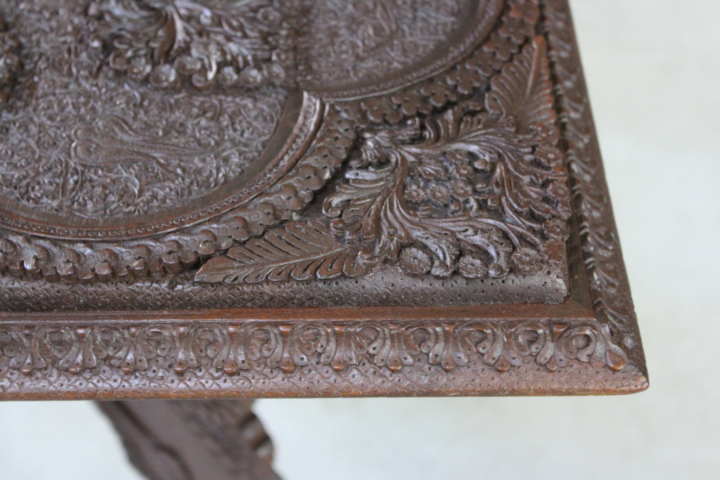 Carved Teak Indian Side Table - Kernow Furniture