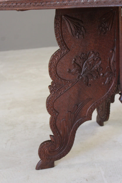 Carved Teak Indian Side Table - Kernow Furniture