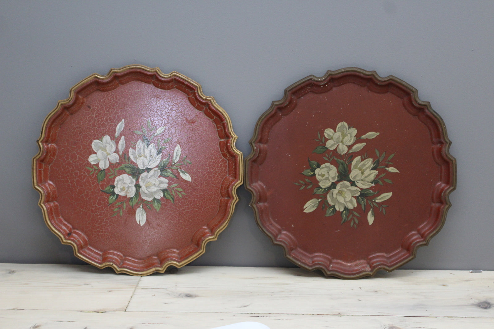 Pair Vintage Metal Trays - Kernow Furniture