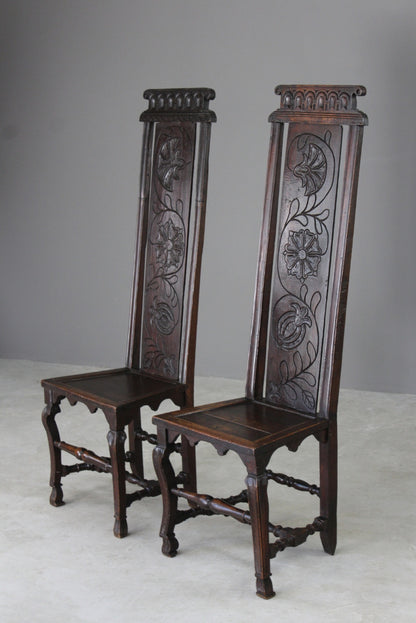 Pair Oak High Back Occasional Chairs - Kernow Furniture