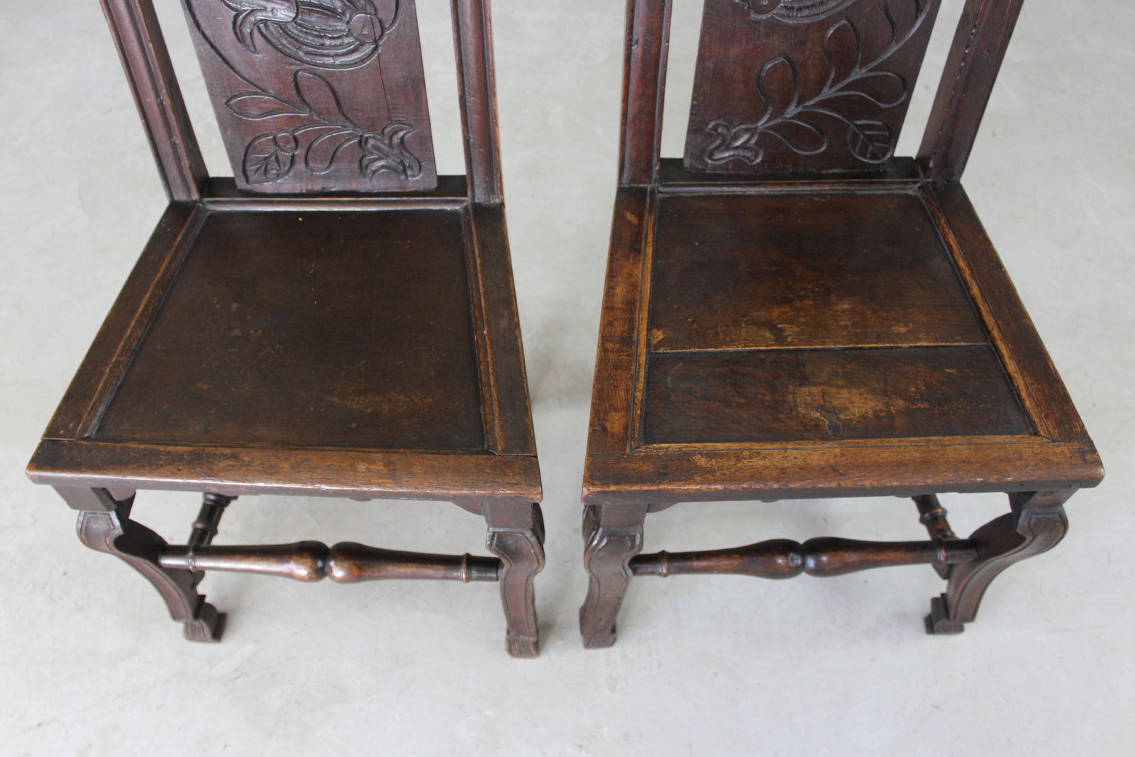 Pair Oak High Back Occasional Chairs - Kernow Furniture