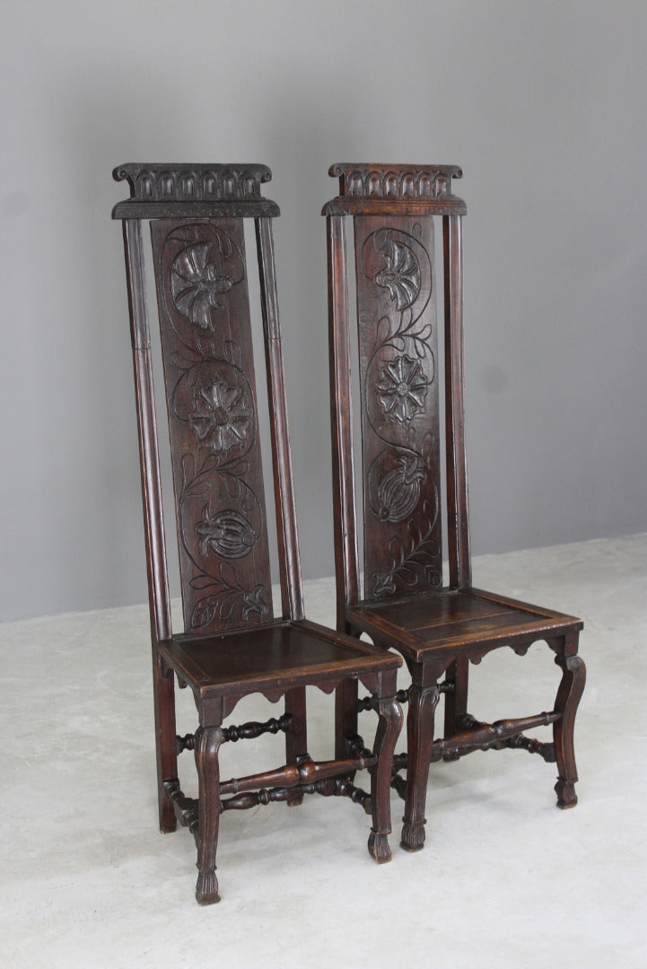 Pair Oak High Back Occasional Chairs - Kernow Furniture