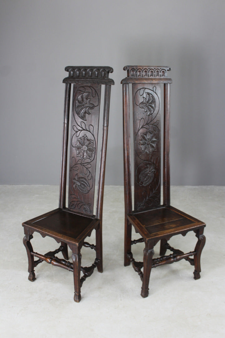 Pair Oak High Back Occasional Chairs - Kernow Furniture