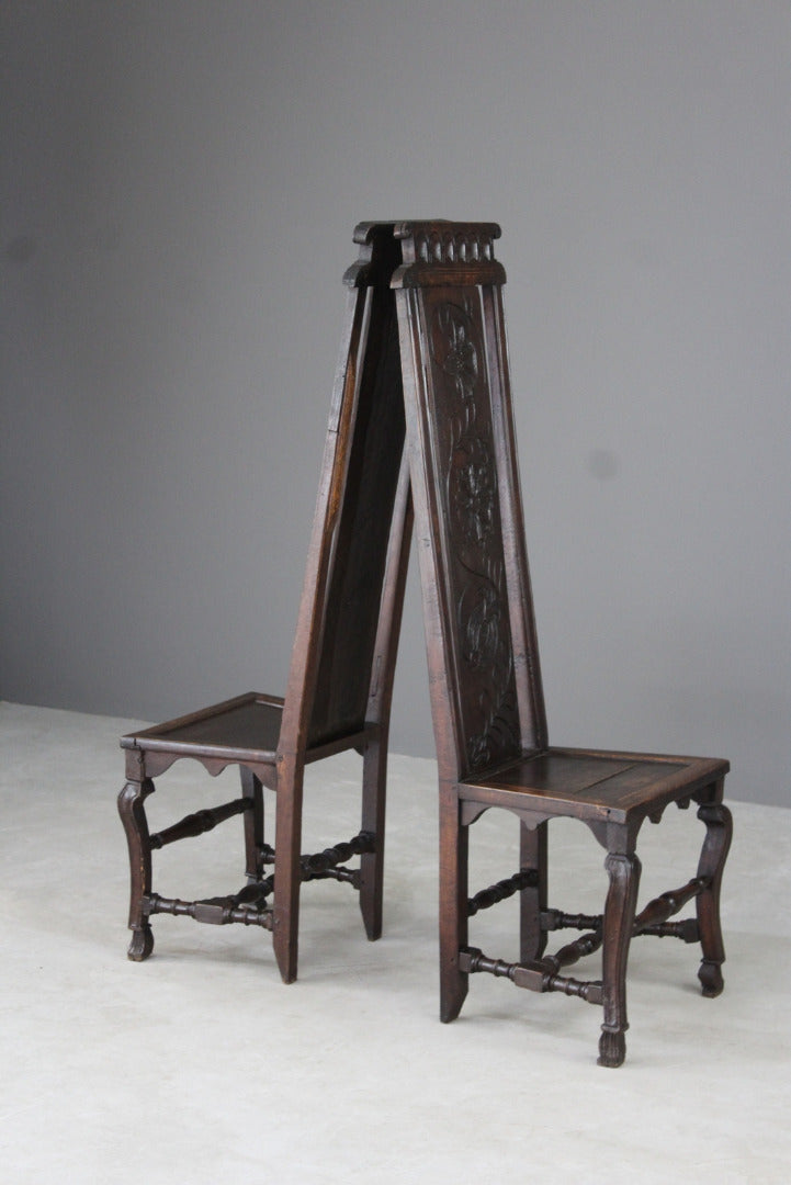 Pair Oak High Back Occasional Chairs - Kernow Furniture