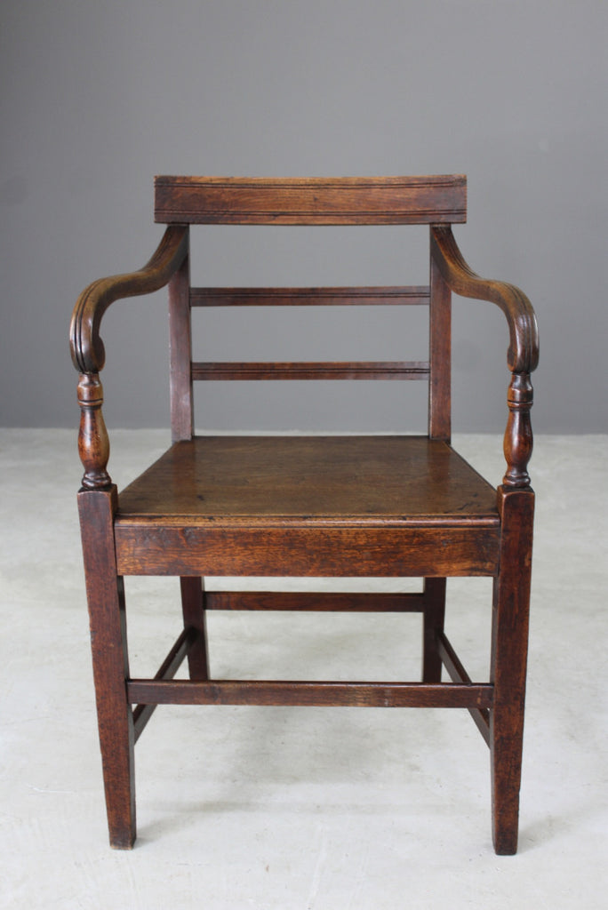 Antique Elm & Oak Carver Chair - Kernow Furniture