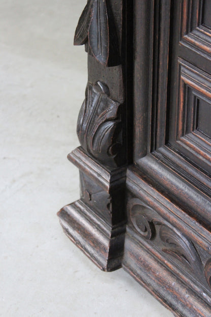 Antique Carved Oak Side Cabinet - Kernow Furniture