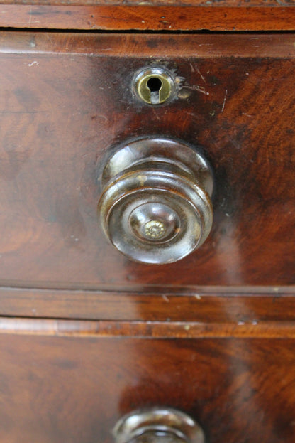 Antique Bow Front Mahogany Chest of Drawers - Kernow Furniture