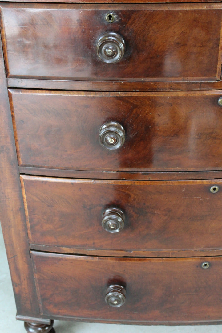 Antique Bow Front Mahogany Chest of Drawers - Kernow Furniture