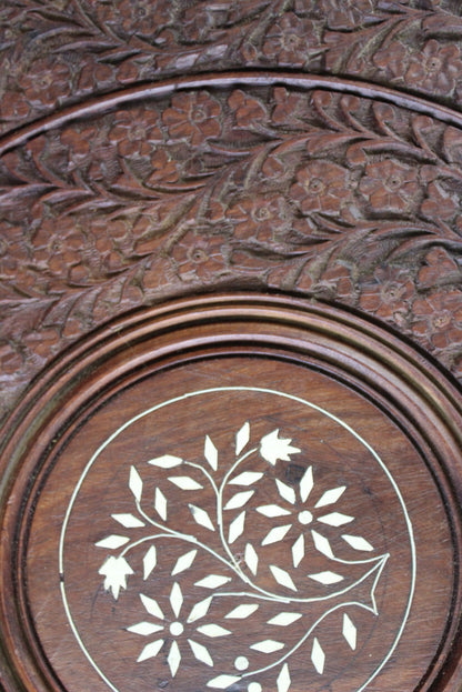 Eastern Carved Teak Side Table - Kernow Furniture