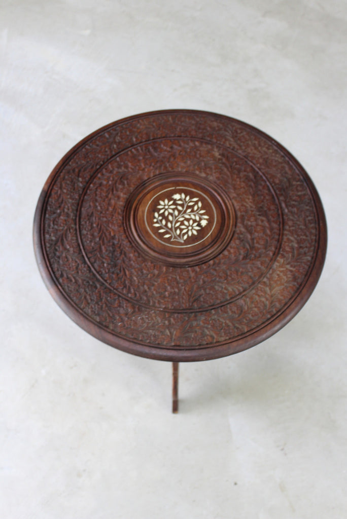 Eastern Carved Teak Side Table - Kernow Furniture