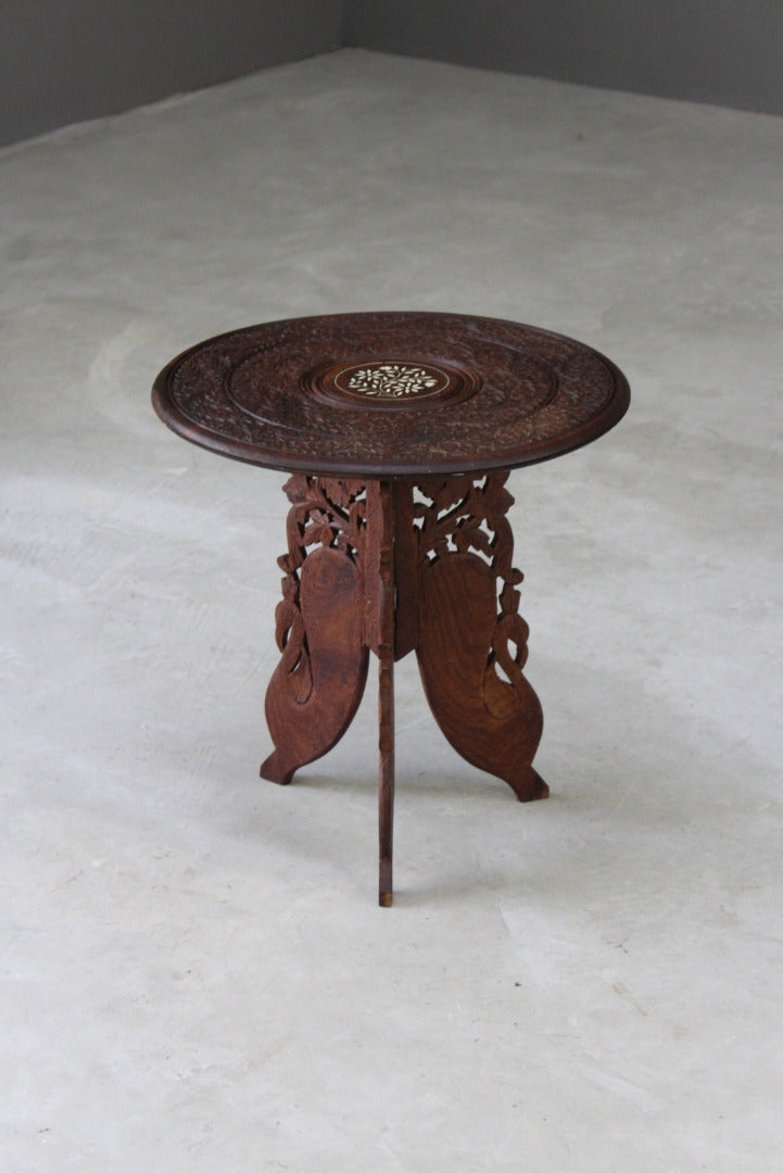 Eastern Carved Teak Side Table - Kernow Furniture