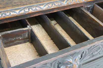 Antique Carved Oak Cupboard - Kernow Furniture