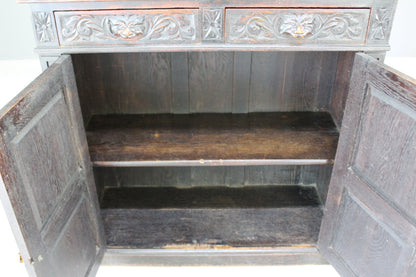 Antique Carved Oak Cupboard - Kernow Furniture