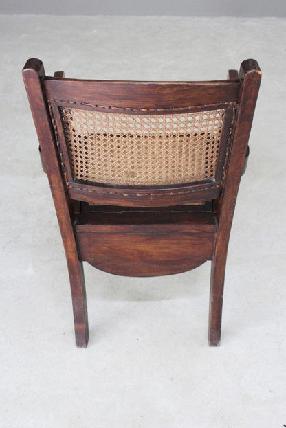 Antique Cane Commode Bedroom Chair - Kernow Furniture