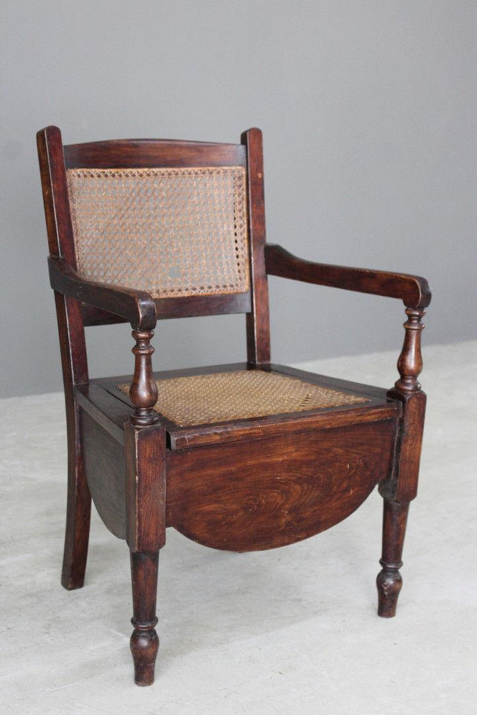 Antique Cane Commode Bedroom Chair - Kernow Furniture