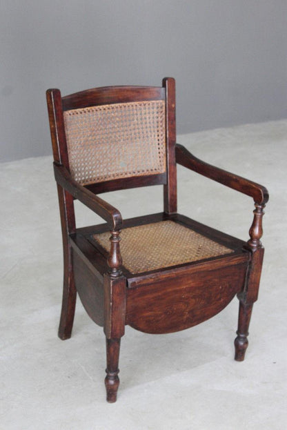 Antique Cane Commode Bedroom Chair - Kernow Furniture