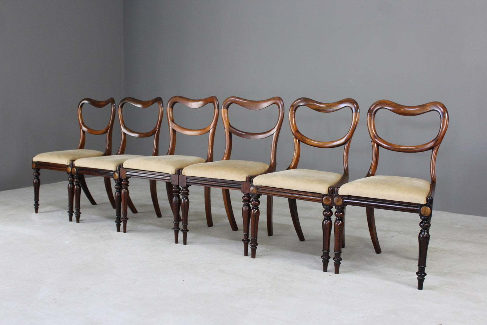 6 Antique Victorian Rosewood Dining Chairs - Kernow Furniture