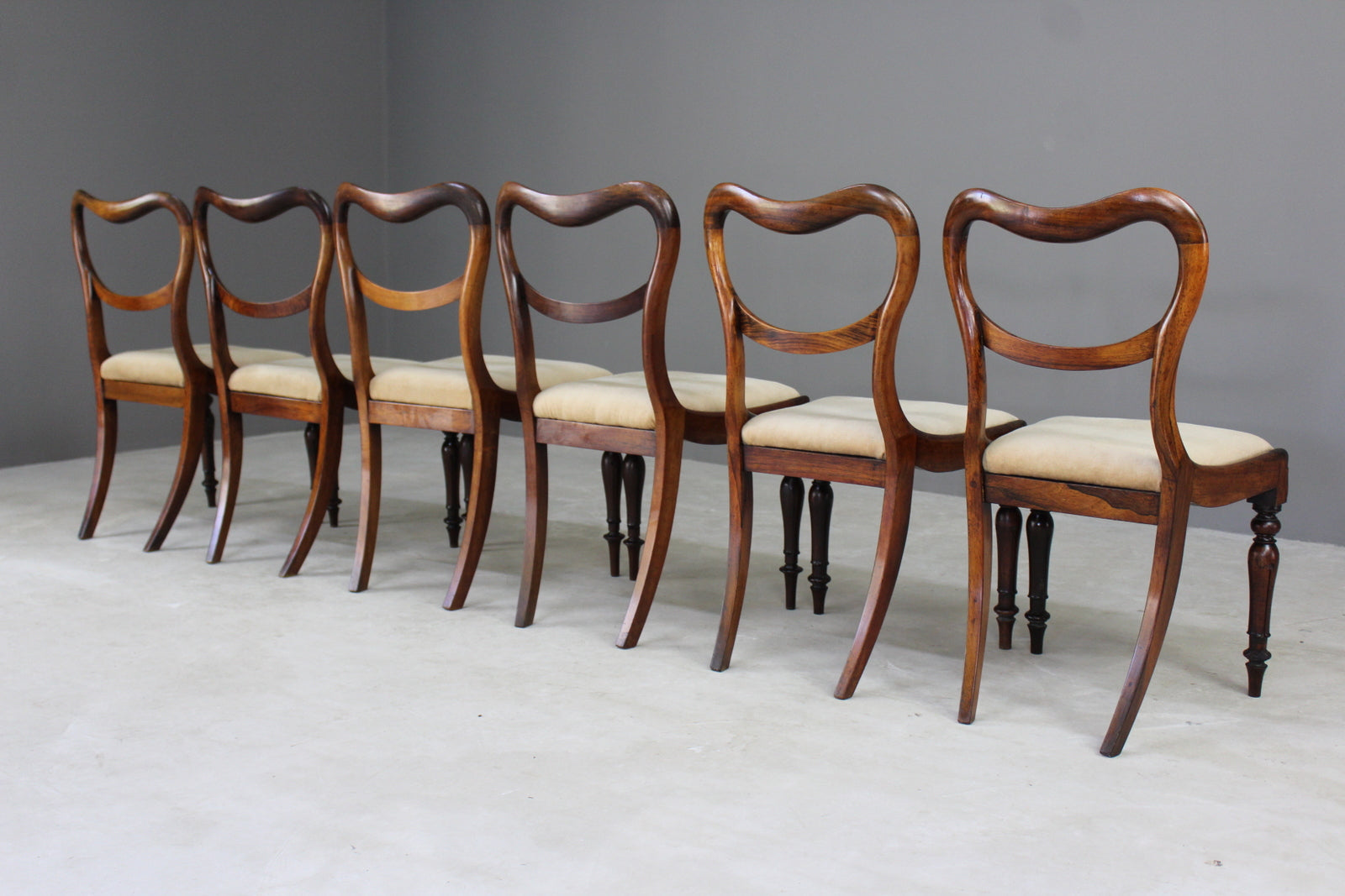 6 Antique Victorian Rosewood Dining Chairs - Kernow Furniture