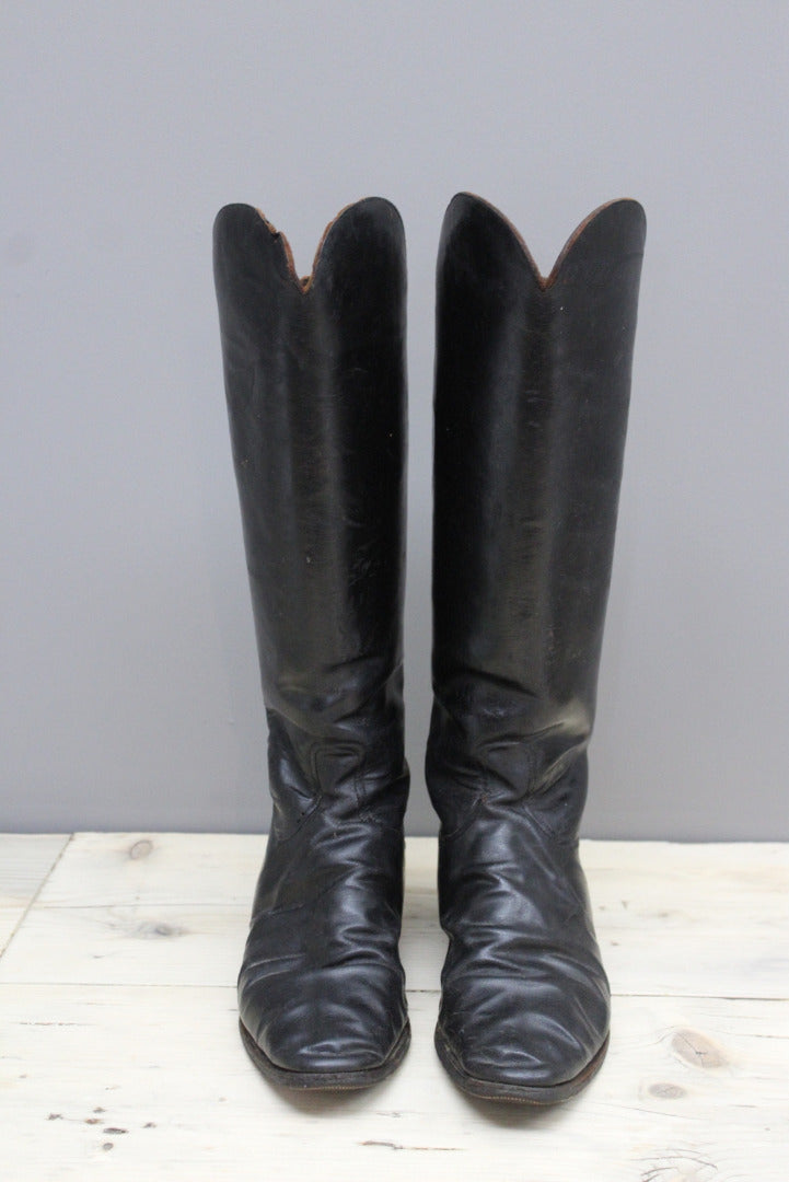 Mens Black Leather Military Dress Boots - Kernow Furniture