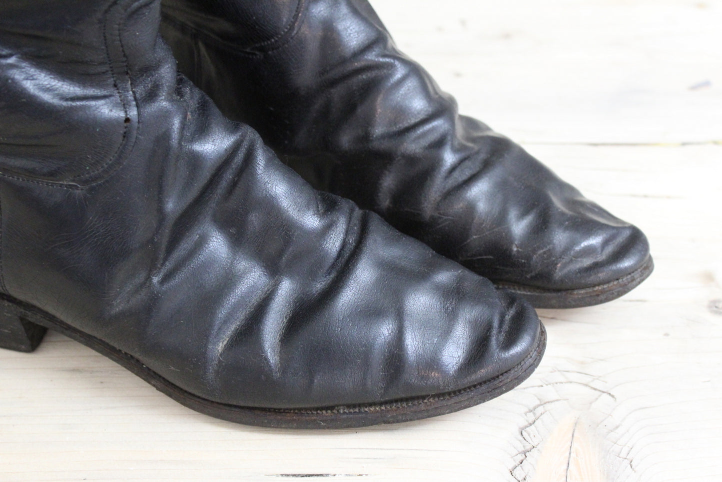 Mens Black Leather Military Dress Boots - Kernow Furniture