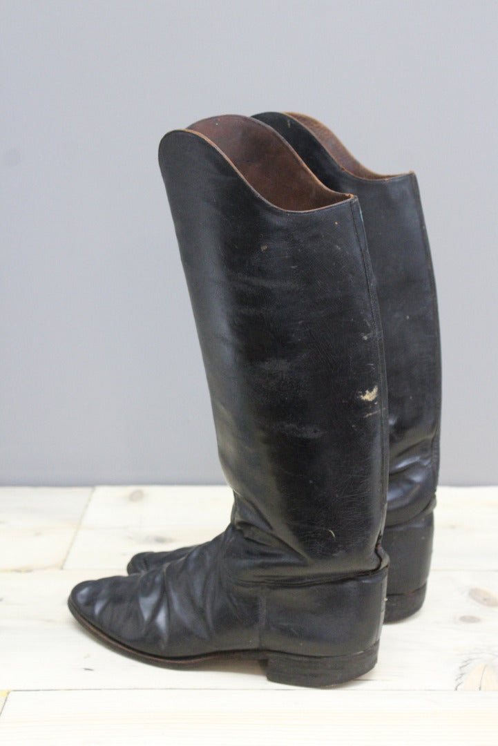 Mens Black Leather Military Dress Boots - Kernow Furniture