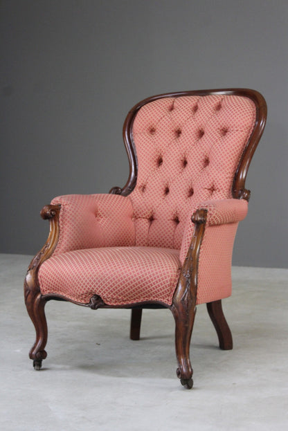 Antique Victorian Button Back Armchair - Kernow Furniture