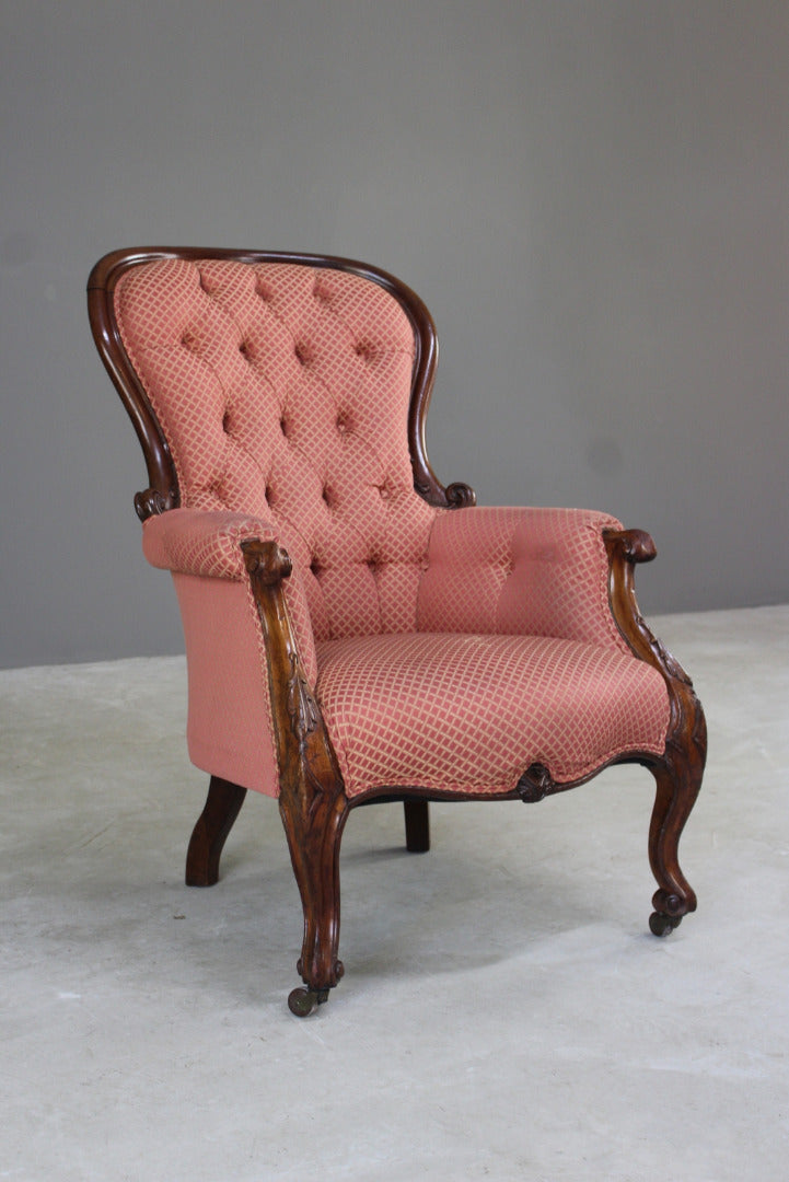 Antique Victorian Button Back Armchair - Kernow Furniture