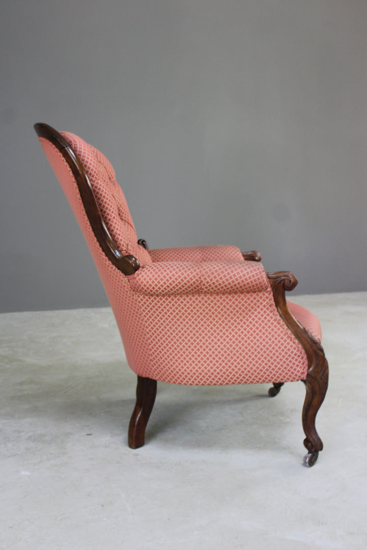 Antique Victorian Button Back Armchair - Kernow Furniture