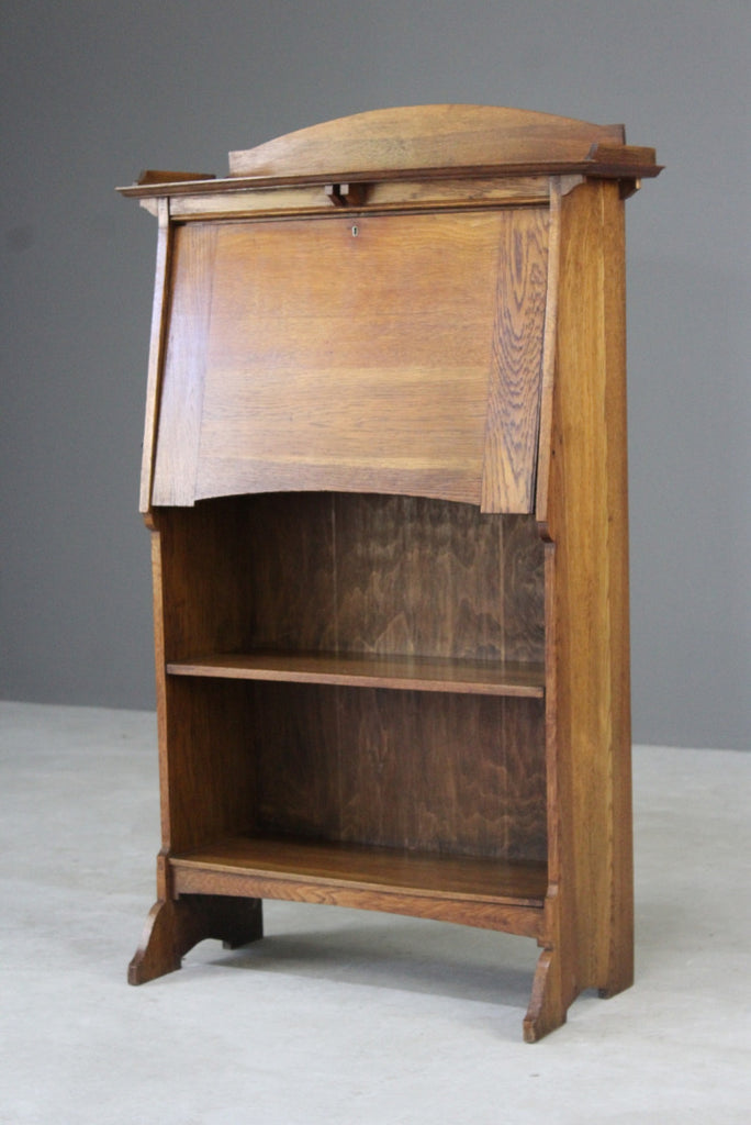 Arts & Crafts Oak Students Bureau Bookcase - Kernow Furniture